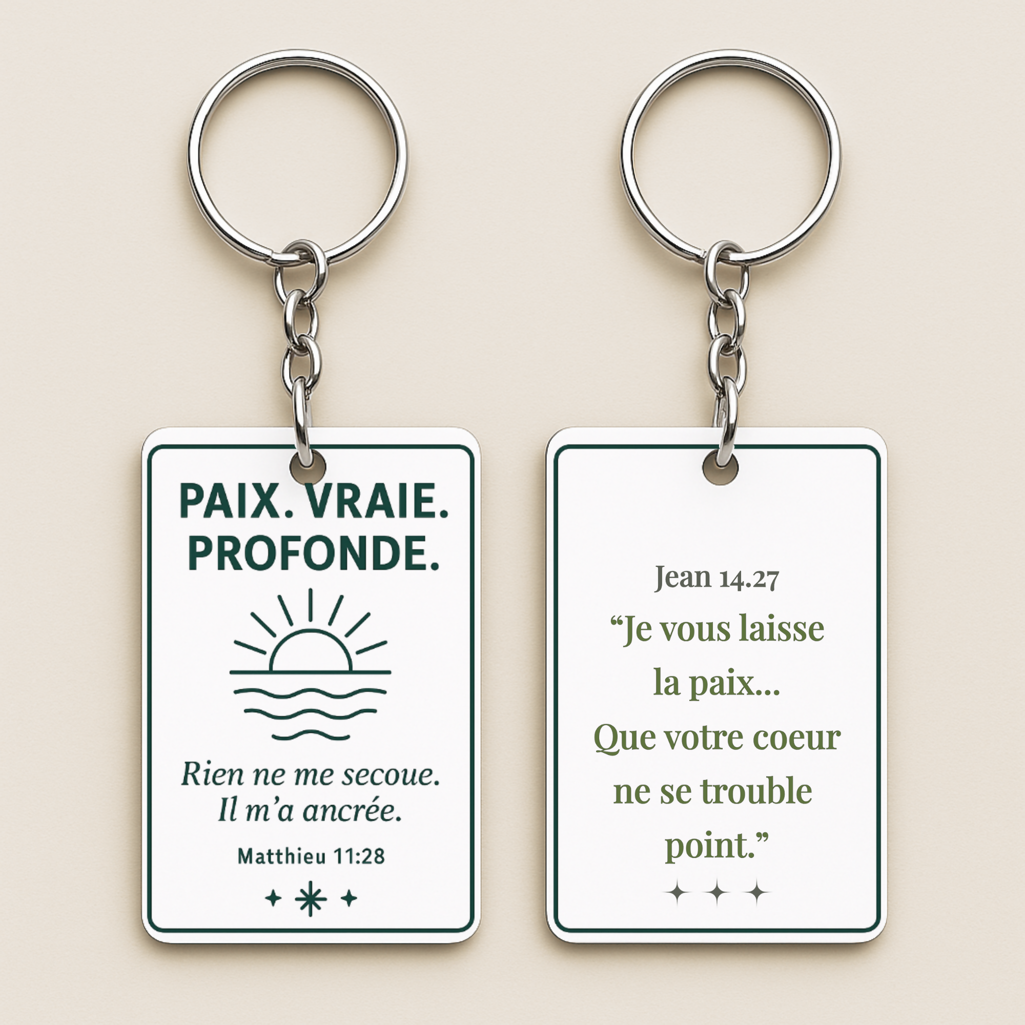 Porte-clé - Ma paix en Jésus - beige
