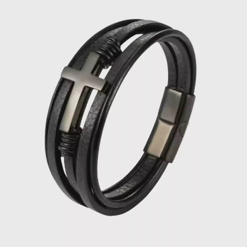 bijoux-croix-bracelet-default-title-bracelet-david-cuir-et-acier-inoxydable-finition-argent-fonce-78388633796943